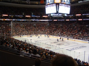 My view at the Sharks@Flyers game, Philadelphia, October 2009